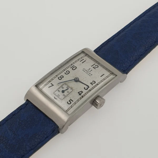 Vintage Rectangular Omega Stainless Steel Case Original Dial Art Deco Style - Image 5