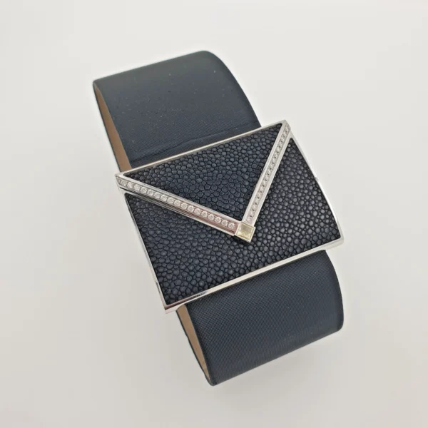 Big Piaget Limelight 18k White Gold Diamond Love Letter Secret Black Satin Strap - Image 6