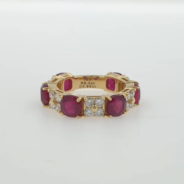 Eternity Band 5.6gr 18k Yellow Gold with Natural Diamonds and Rubies - Image 6