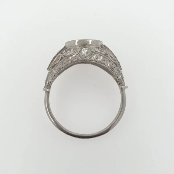 Art Deco Vintage Engagement Mounting Ring Platinum 900 with Diamonds & Sapphires - Image 6