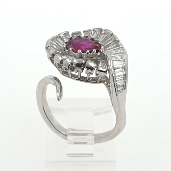18k White Gold Ring 11gr with Ruby & Natural Diamonds 1.25ct - Image 6
