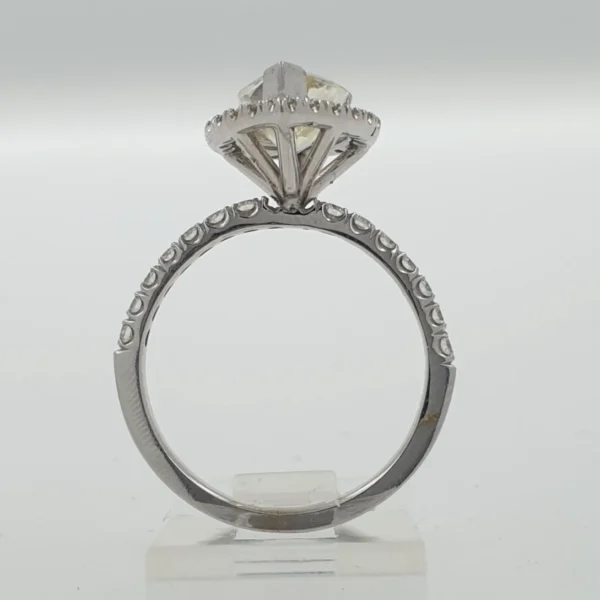 Two Tone Sapphire Teardrop Engagement 14K White Gold Ring with Diamonds - Image 6