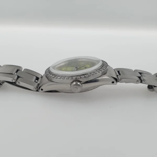 Unisex Vintage Automatic Rolex 31mm Green Mint Dial Roman Numerals Diamond Bezel - Image 5