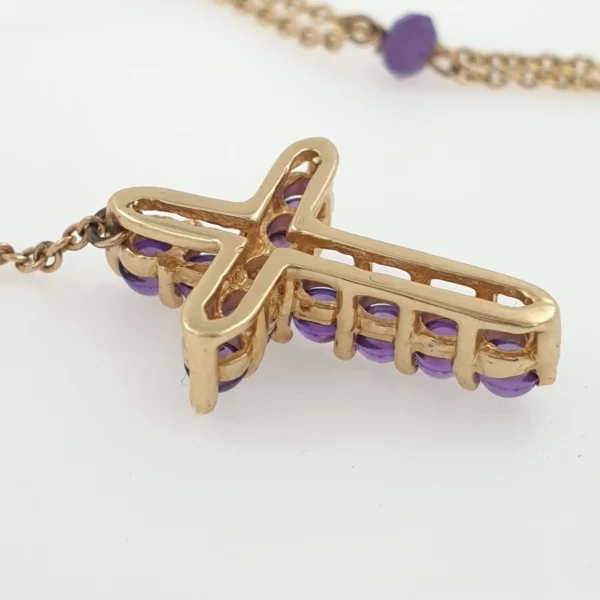 Vintage Rosary Cross 14k Yellow Gold with Amethysts & Diamond - Image 6