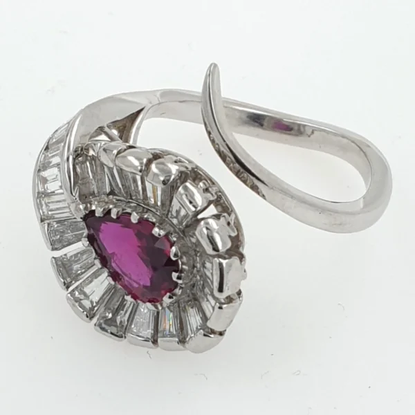 18k White Gold Ring 11gr with Ruby & Natural Diamonds 1.25ct - Image 7