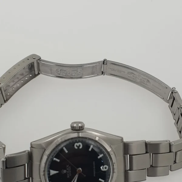 Vintage Automatic Rolex Precision Black Dial Oyster Band Ref 6085 Big Bubbleback - Image 7