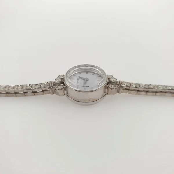 Vintage Lady Rolex With Diamonds Tennis Bracelet 14k White Gold - Image 10