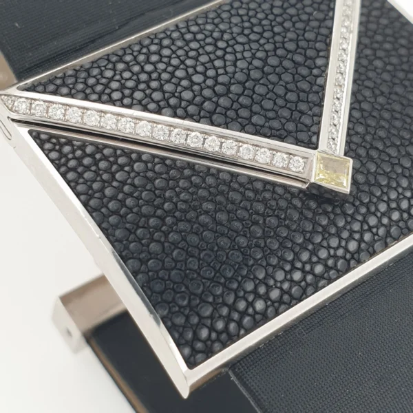 Big Piaget Limelight 18k White Gold Diamond Love Letter Secret Black Satin Strap - Image 7