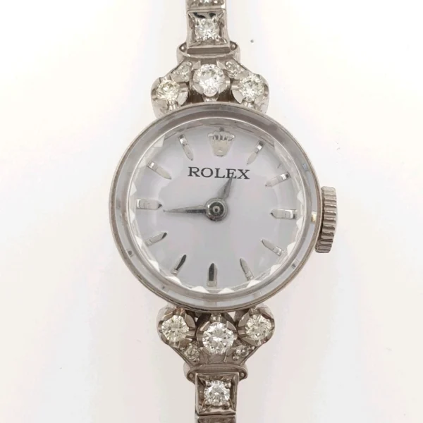 Vintage Rolex Lady Watch with Diamonds Tennis Bracelet White Gold 14k