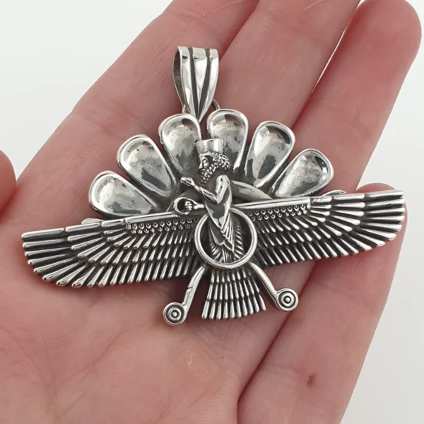 Wise Ahura Mazda Persian 925 Silver Amulet Pendant Pagan Deity Zoroastrianism - Image 2