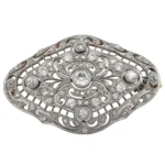 Antique Art Deco Brooch 18k Yellow Gold with Natural Diamonds 0.80ct