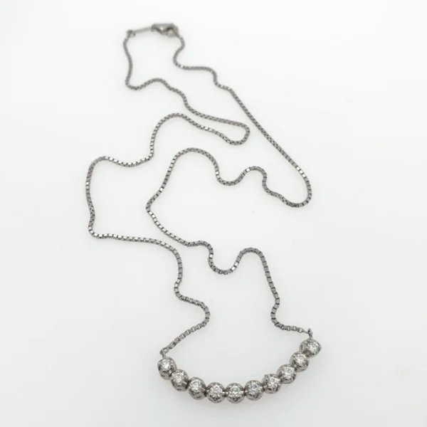 Platinum Women Necklace with Diamond Chain Bar Pendant - Image 3