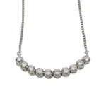 Platinum Women Necklace with Diamond Chain Bar Pendant