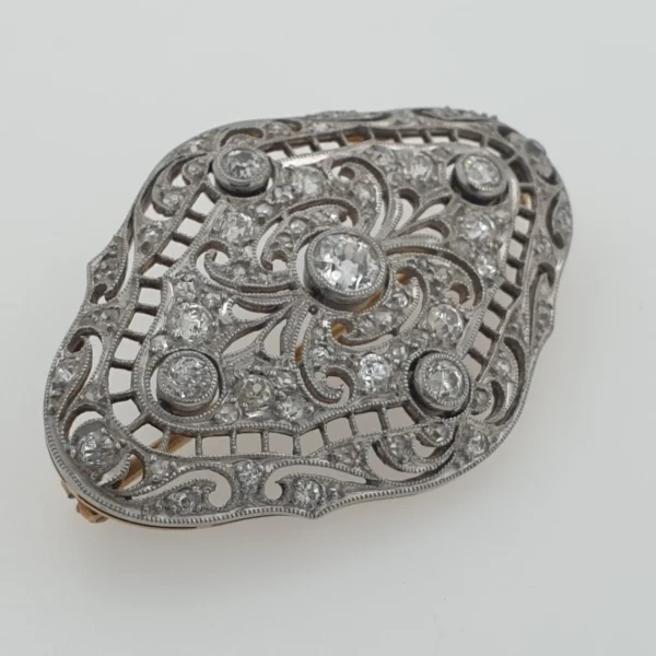 Antique Art Deco Brooch 18k Yellow Gold with Natural Diamonds 0.80ct - Image 4