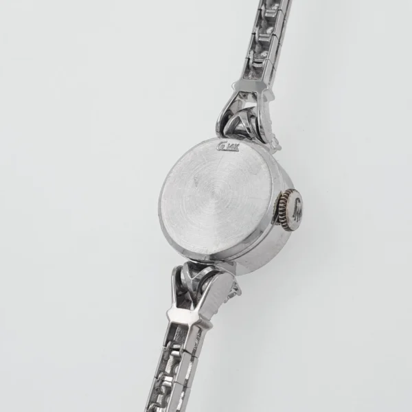 Lady Rolex Vintage Manual Watch 14k White Gold with Natural Diamonds 1950s - Image 7