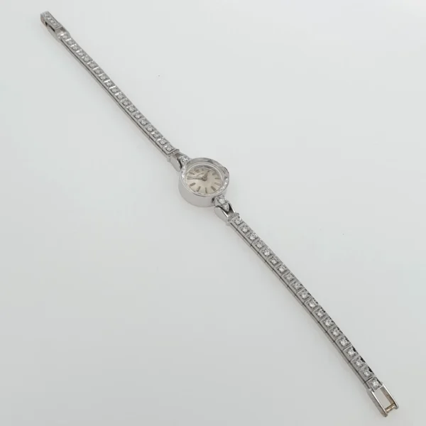 Lady Vintage Rolex Manual Watch 14k White Gold with Diamonds Circa 1950s - Image 5