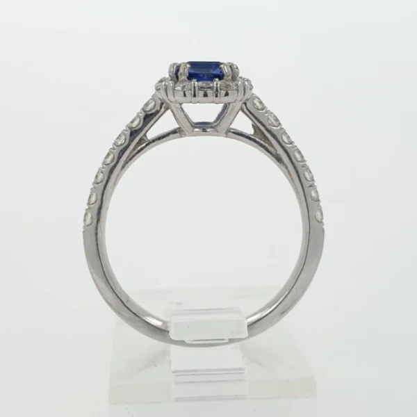 14k White Gold Ring with Natural Diamonds and Lab Sapphire - Image 6