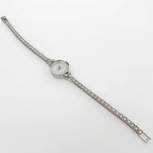 Lady Rolex Vintage Manual Watch 14k White Gold with Natural Diamonds 1950s - Image 5