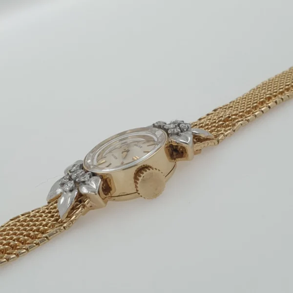 Rolex Precision Vintage 14k Yellow Gold Lady Watch with Natural Diamonds 1950s - Image 5