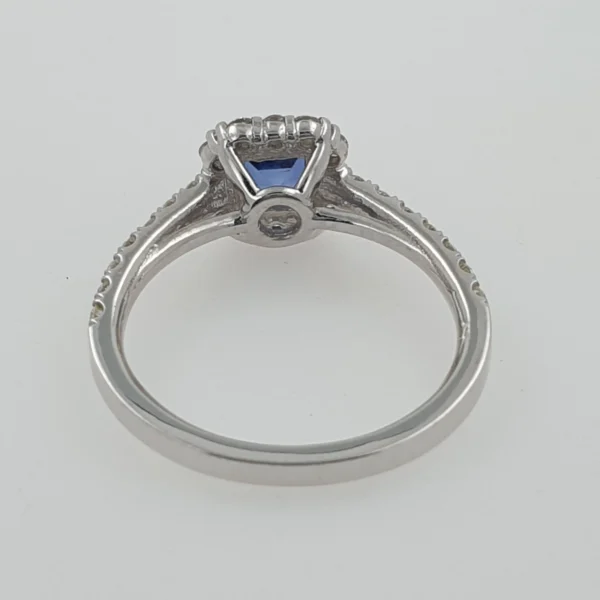 14k White Gold Ring with Natural Diamonds and Lab Sapphire - Image 7