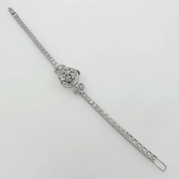 Lady Rolex Vintage Hidden Manual Watch 14k White Gold with Diamonds Circa 1950s - Image 6