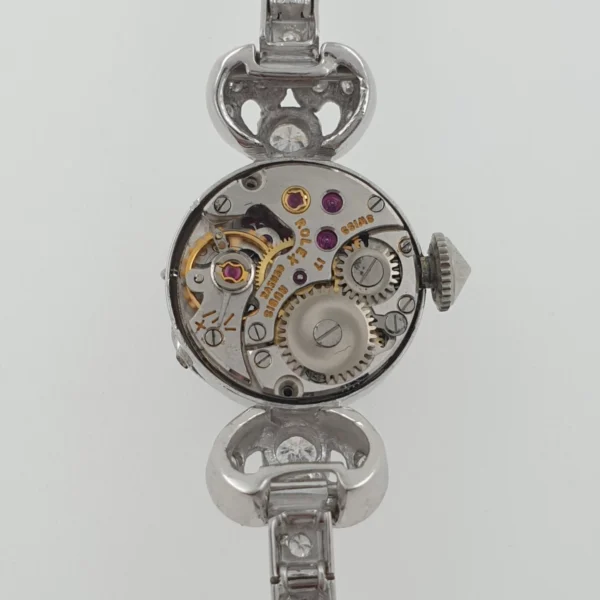 Lady Rolex Vintage Hidden Manual Watch 14k White Gold with Diamonds Circa 1950s - Image 11