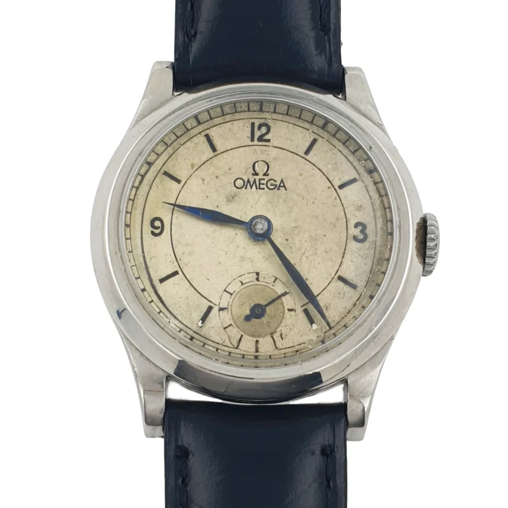 1930s Vintage Men Omega Calatrava Sector Dial Manual Wind Stainless Steel Case