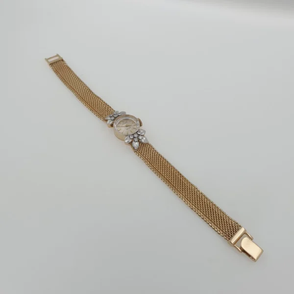 Rolex Precision Vintage 14k Yellow Gold Lady Watch with Natural Diamonds 1950s - Image 6