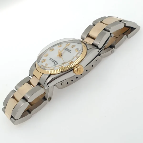 Lady Rolex Oyster Perpetual 30mm Automatic Two Tone Diamond Mother of Pearl Dial - Image 8