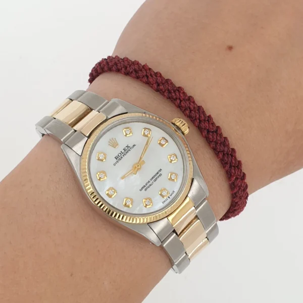 Lady Rolex Oyster Perpetual 30mm Automatic Two Tone Diamond Mother of Pearl Dial - Image 9