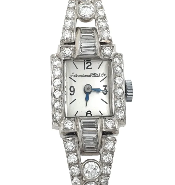 Lady International Watch & Co Manual Watch 3ct Natural Diamonds Platinum C. 431