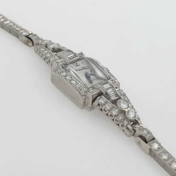 Lady International Watch & Co Manual Watch 3ct Natural Diamonds Platinum C. 431 - Image 3
