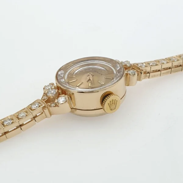 Lady Vintage Rolex Manual Watch 14k Yellow Gold with Diamonds Circa 1950s - Image 3
