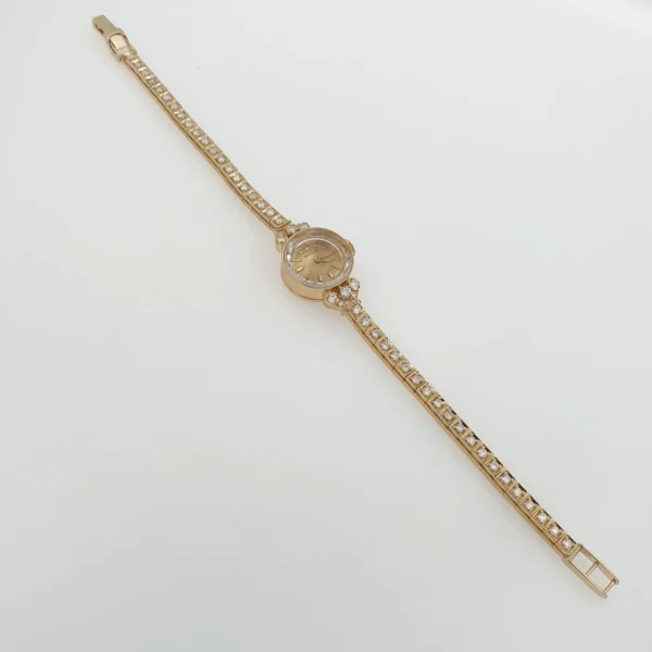 Lady Vintage Rolex Manual Watch 14k Yellow Gold with Diamonds Circa 1950s - Image 6
