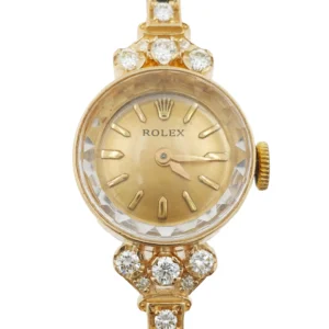 Lady Vintage Rolex Manual Watch 14k Yellow Gold with Diamonds Circa 1950s
