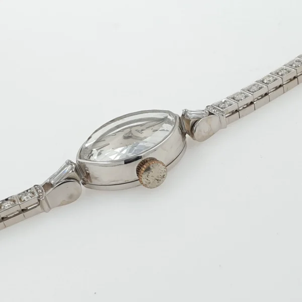 Lady Rolex Vintage Manual Watch 14k White Gold with Natural Diamonds 1950s - Image 7