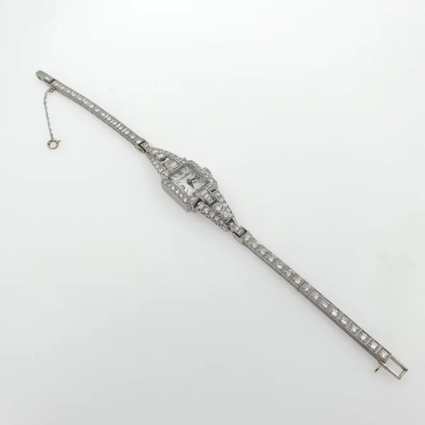 Lady International Watch & Co Manual Watch 3ct Natural Diamonds Platinum C. 431 - Image 5