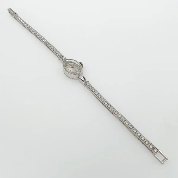Lady Rolex Vintage Manual Watch 14k White Gold with Natural Diamonds 1950s - Image 6