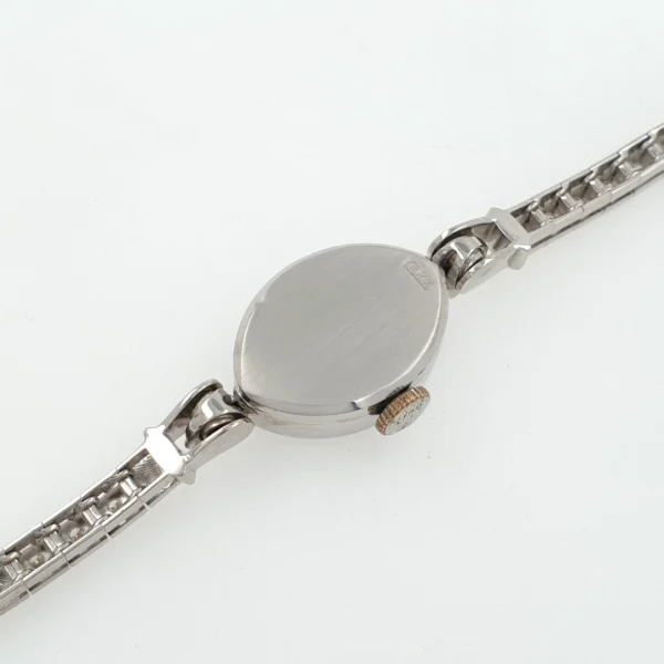 Lady Rolex Vintage Manual Watch 14k White Gold with Natural Diamonds 1950s - Image 4