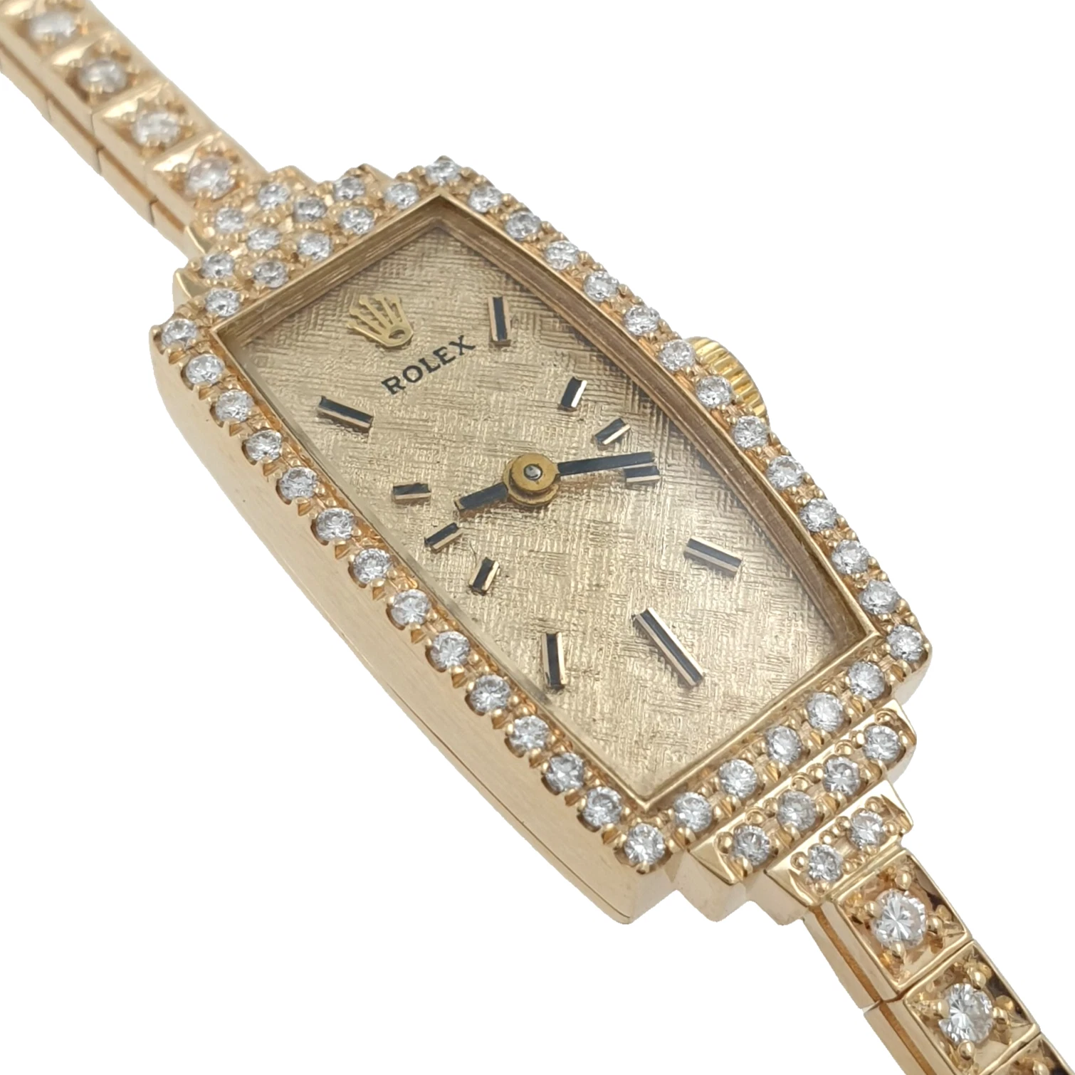 Lady Vintage Rolex Manual Rectangular Watch 14k Yellow Gold with Diamonds Circa 1950s - Image 2