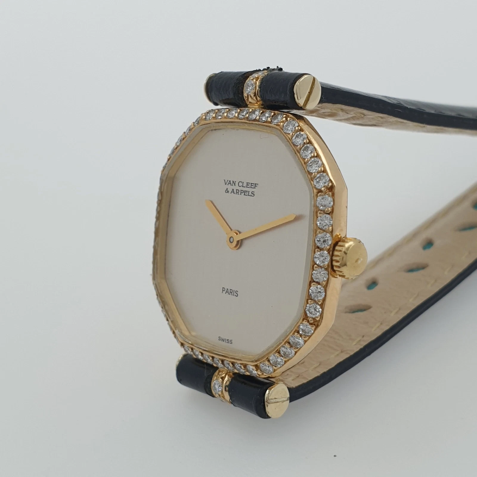 Vintage Van Cleef VCA Lady Watch 18k Gold & Natural Diamonds Manual Wind C1980 - Image 3