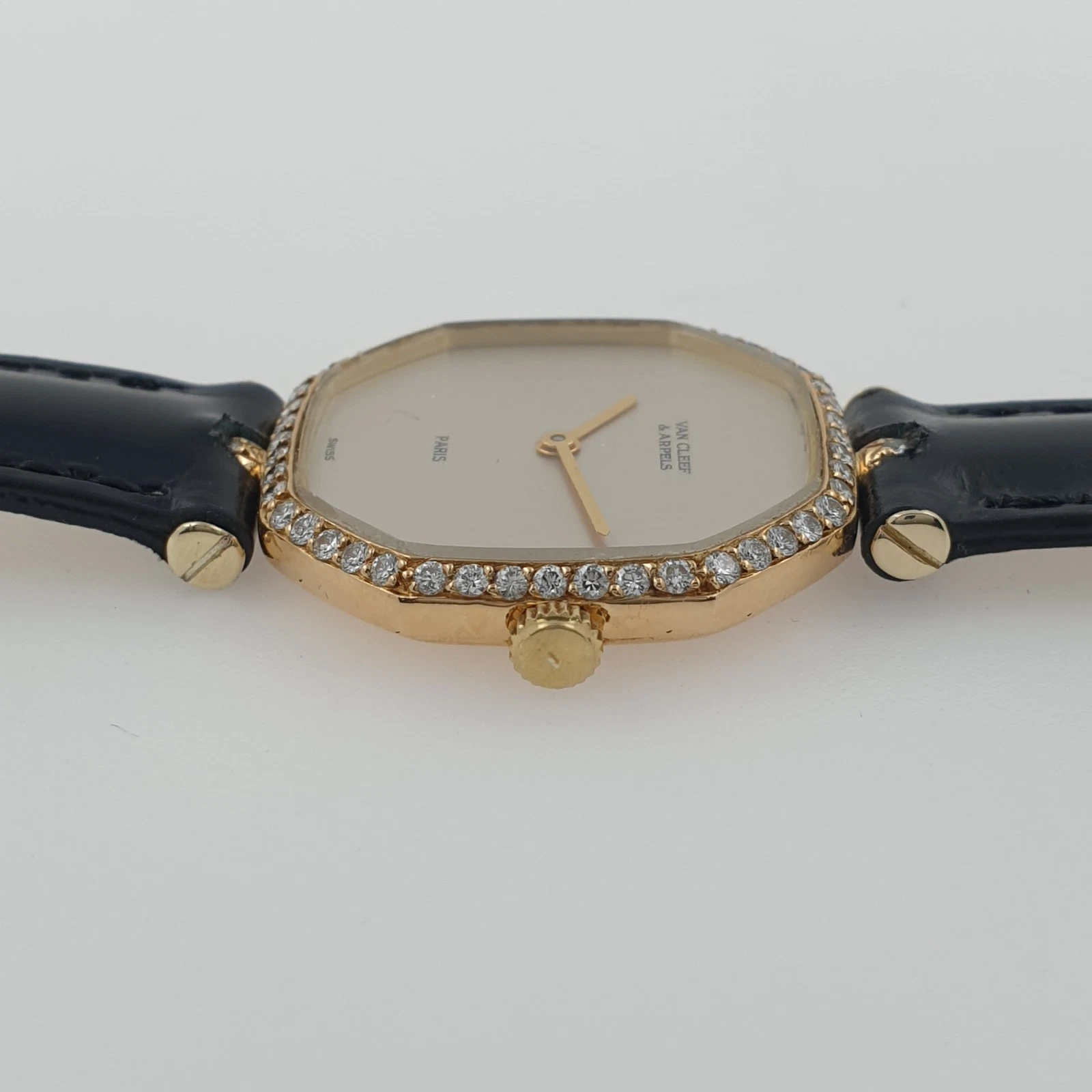 Vintage Van Cleef VCA Lady Watch 18k Gold & Natural Diamonds Manual Wind C1980 - Image 5