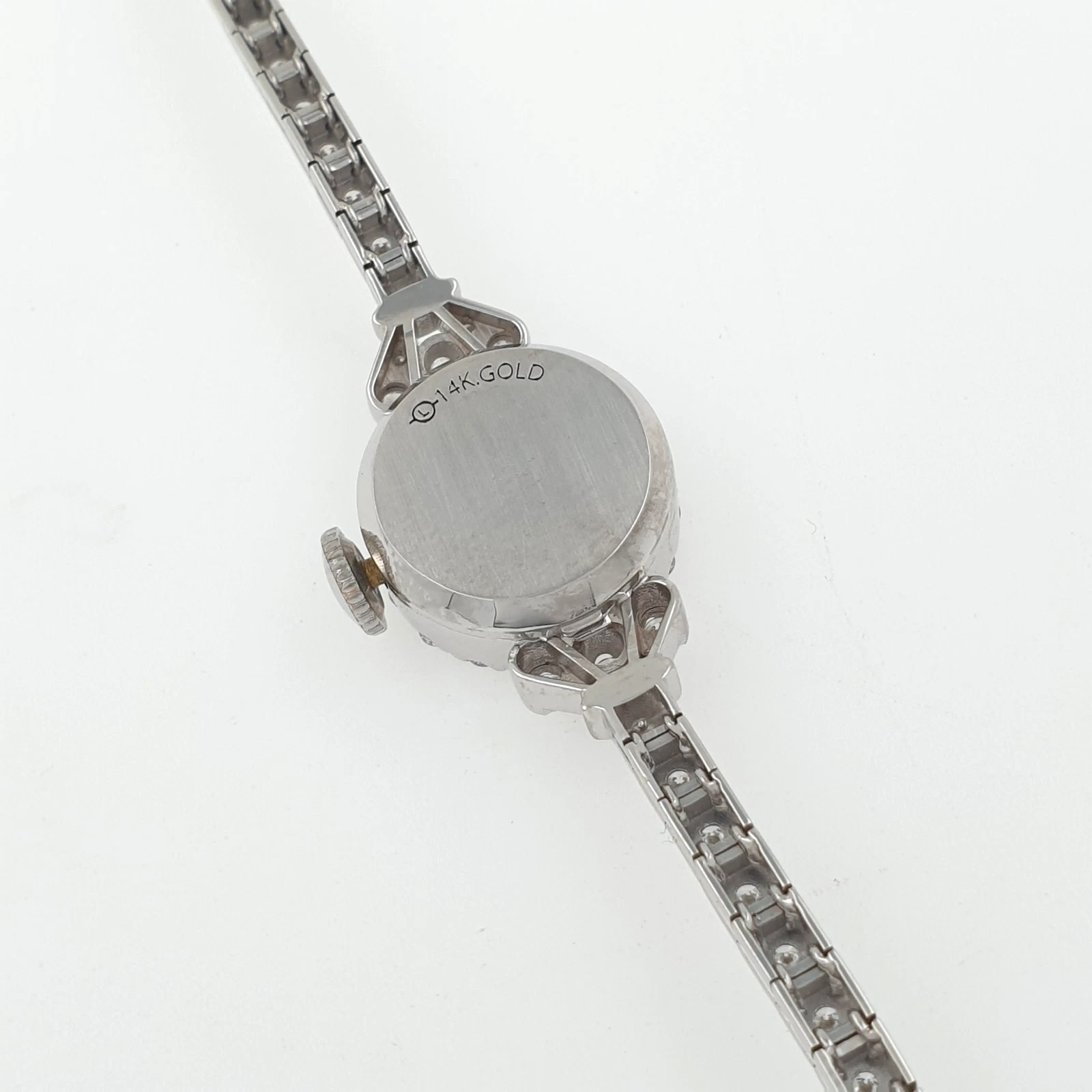 Lady Vintage Rolex Manual Watch 14k White Gold with Tennis Diamonds Circa 1950s - Image 6
