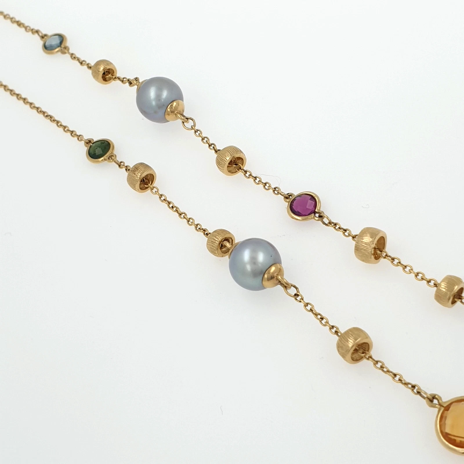 Vintage Station Necklace with Natural Stones 14k Yellow Gold - Charms & Beads - Image 6