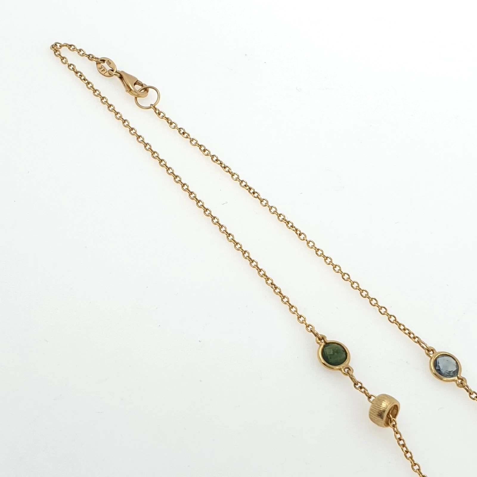 Vintage Station Necklace with Natural Stones 14k Yellow Gold - Charms & Beads - Image 7