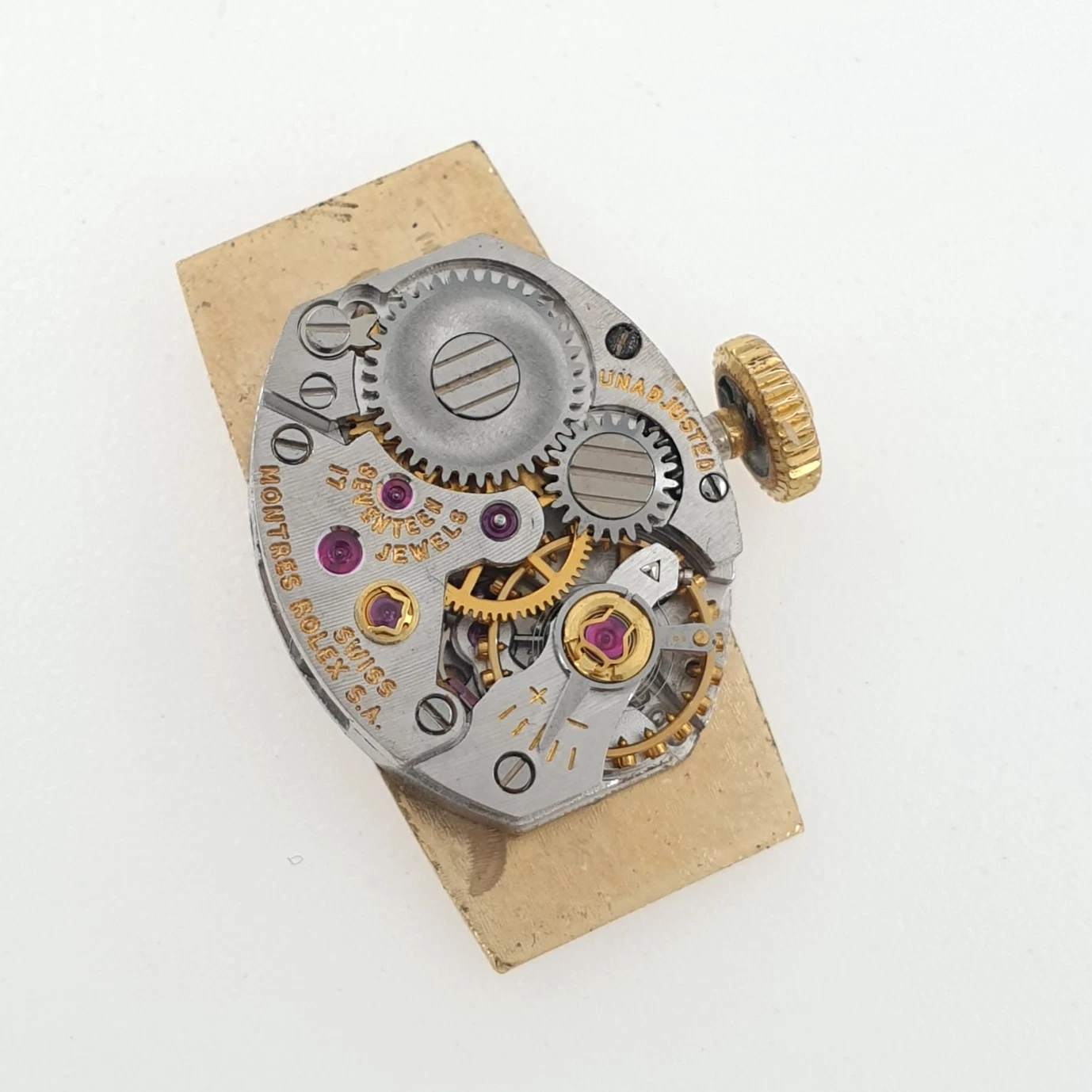 Lady Vintage Rolex Manual Rectangular Watch 14k Yellow Gold with Diamonds Circa 1950s - Image 7