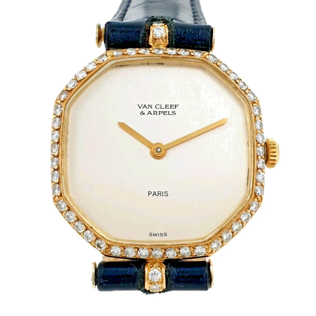 Vintage Van Cleef VCA Lady Watch 18k Gold & Natural Diamonds Manual Wind C1980