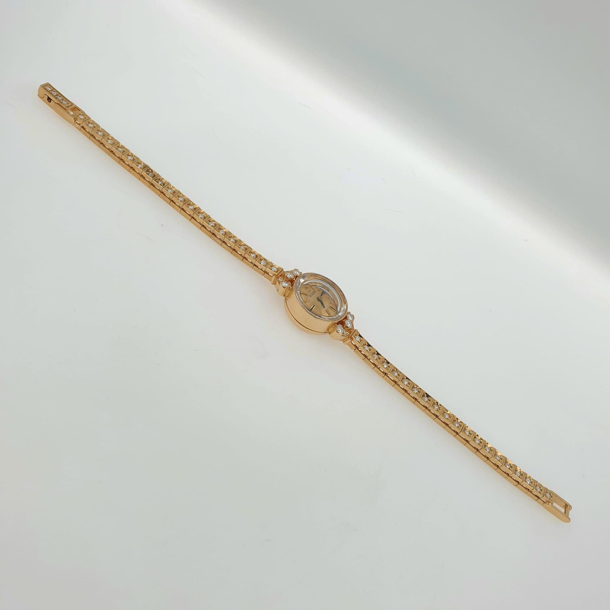 Lady Rolex Vintage Manual Watch 14k Yellow Gold with Natural Diamonds 1950s - Image 8