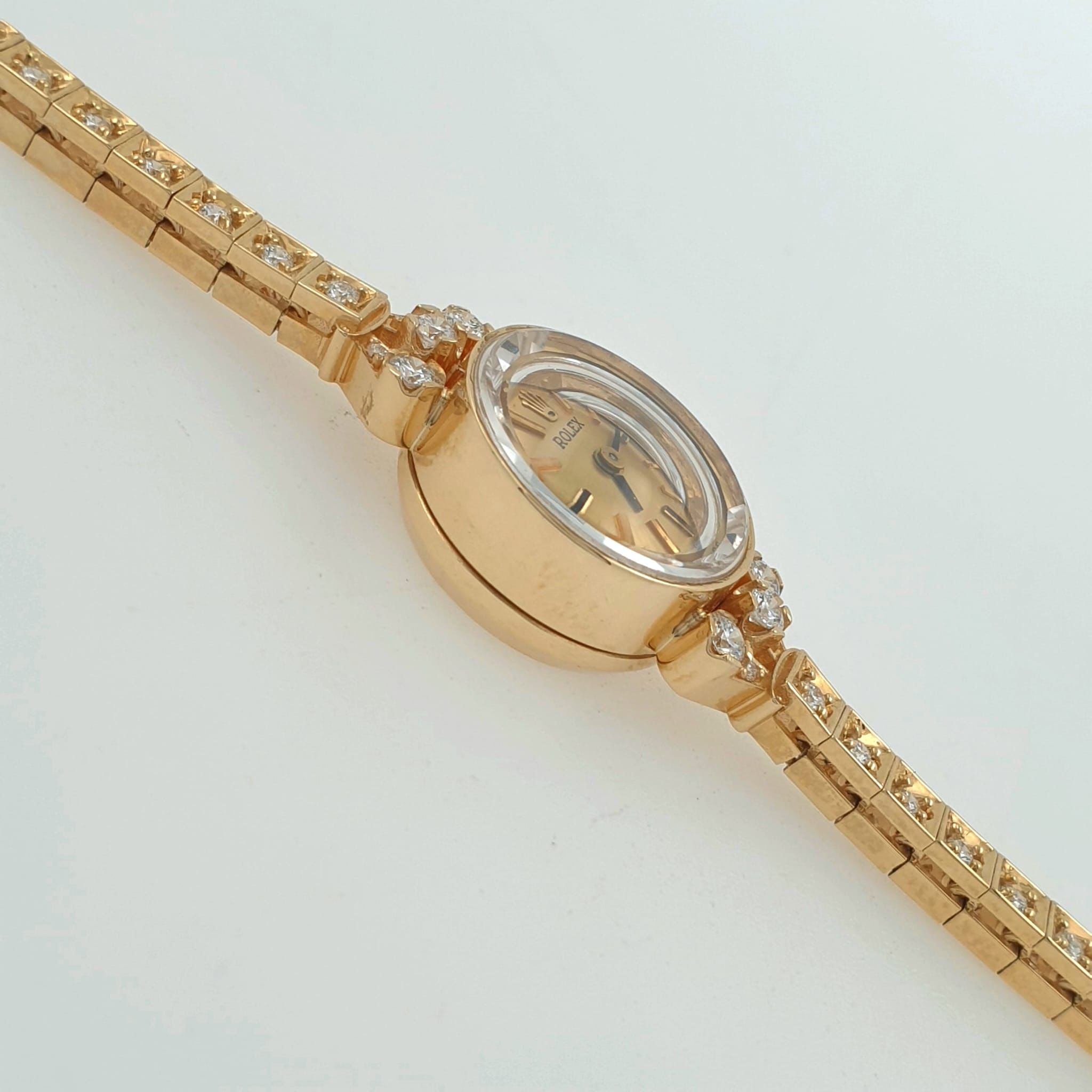 Lady Rolex Vintage Manual Watch 14k Yellow Gold with Natural Diamonds 1950s - Image 3