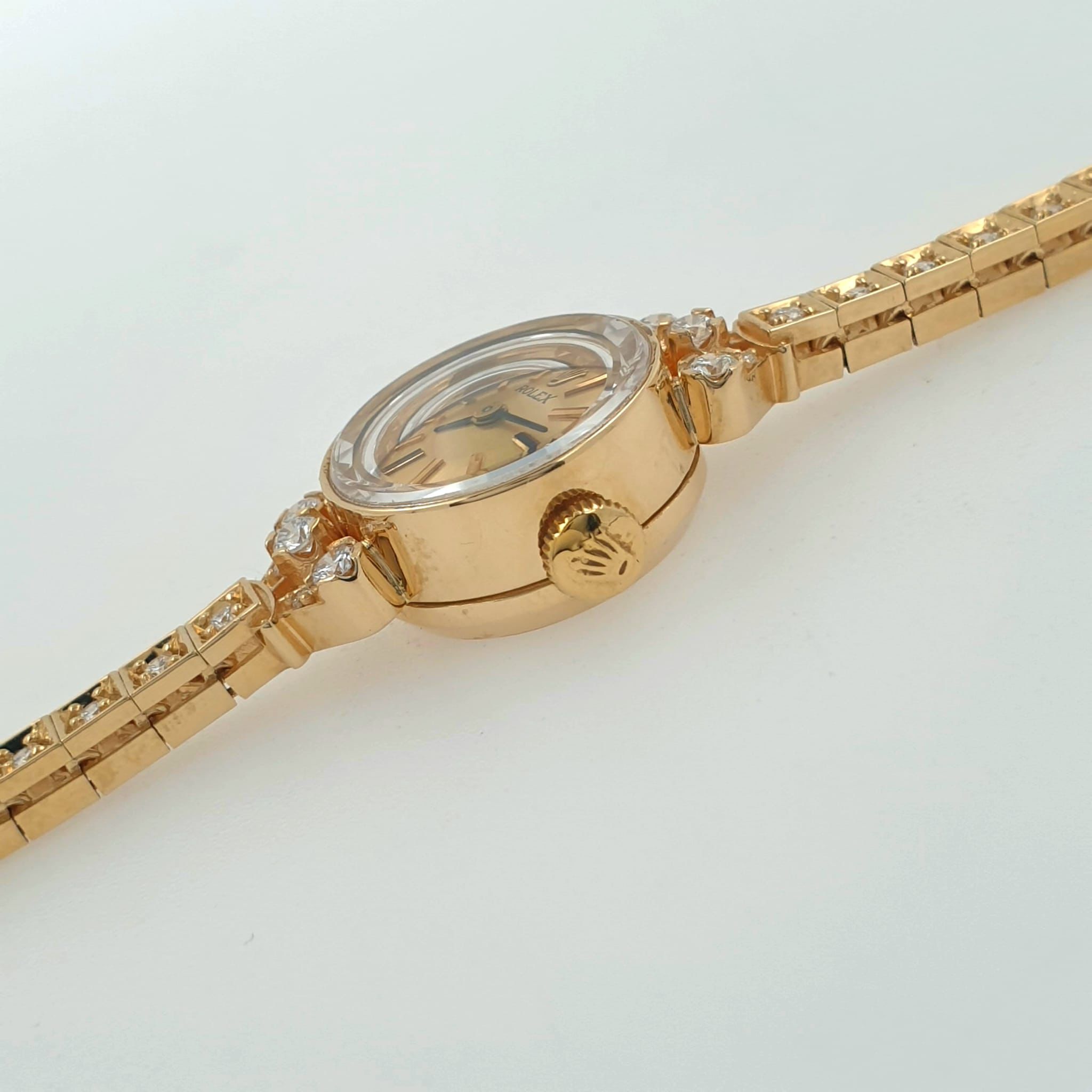 Lady Rolex Vintage Manual Watch 14k Yellow Gold with Natural Diamonds 1950s - Image 6